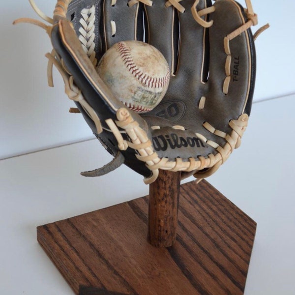 Solid Oak Baseball Glove Holder Display