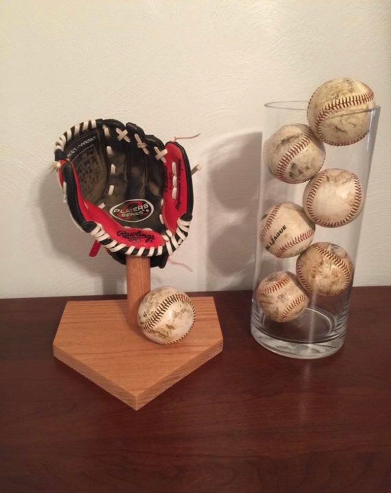 Solid Oak Baseball Glove Holder Display Etsy