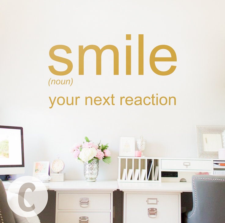 Funny Quote Wall Decal // Word Art for Office Decor / Smile Etsy