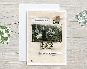 Greeting Card, Original Art, Colourful Poetry, Vintage Photographs, 5" X 7", Blank Inside