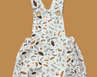 Mushroom Dragonfly Willow Baby Romper, 100% Cotton, Woodland Creatures Print