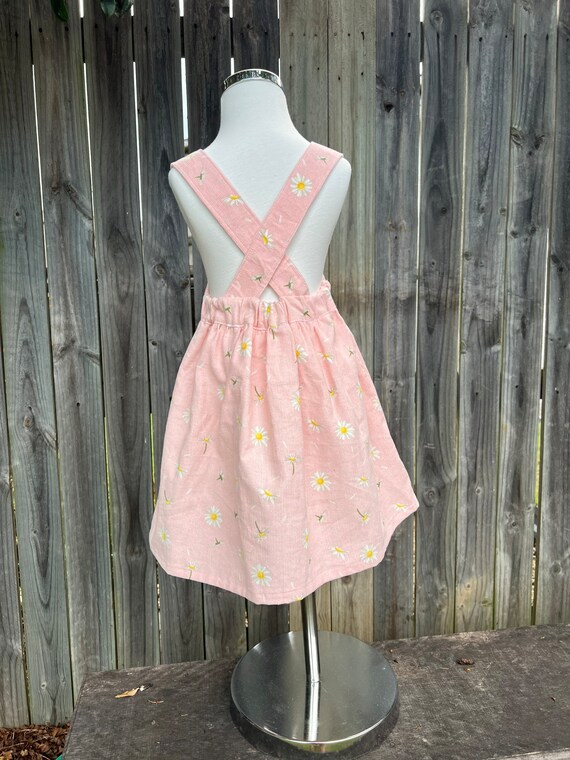 pink corduroy pinafore dress Pink Daisy Corduroy Pinifore Dress, Girls Outfit
