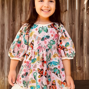 Pink butterfly  dress , baby girl dress, toddler dress, baby dress, birthday dress, girls party dress size 3 girls dress