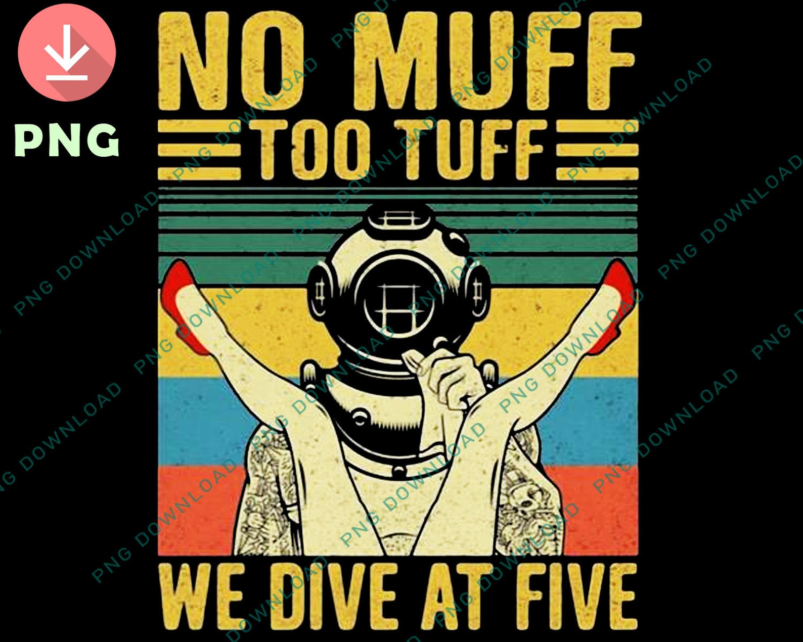No Muff Too Tuff We Dive Five Vintage Wall Print No Muff Too Etsy