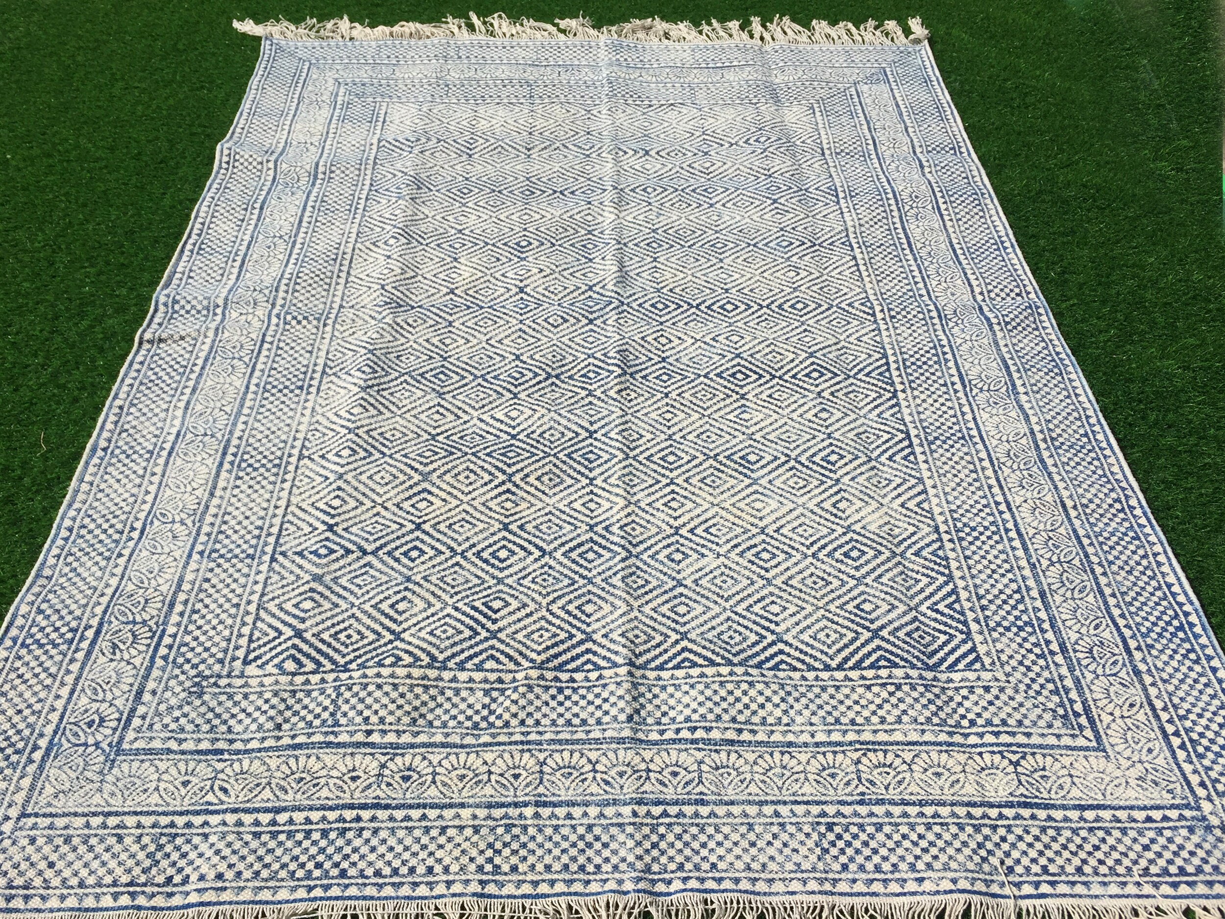 5x8 ft Indian Dari Rug Handblock Printed Rug Cotton Rug 8x10 | Etsy