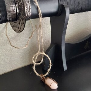Rose Pink Quartz Crystal copper wire wrapped Neclace Pendant