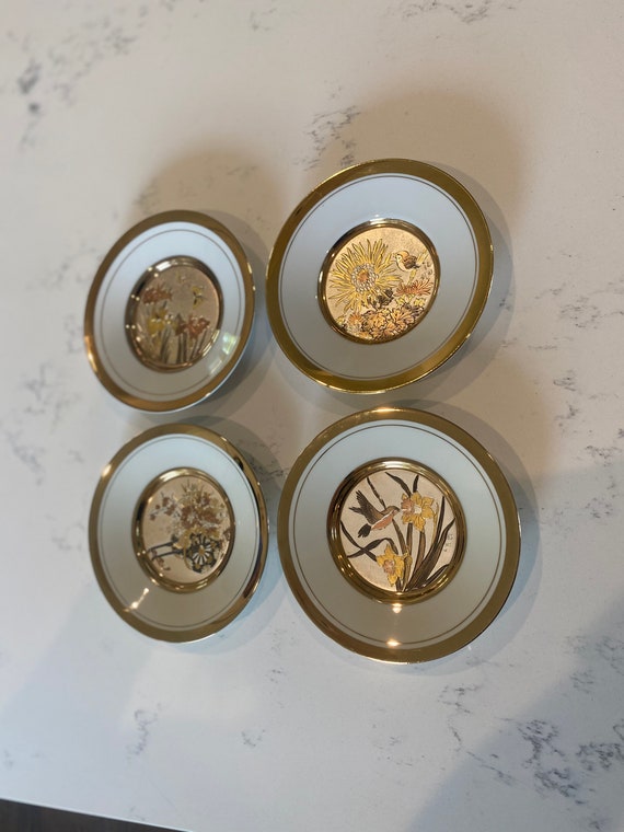 Art of Chokin 24K Gold Set of 6 RARE Vintage Plates Japan Etsy