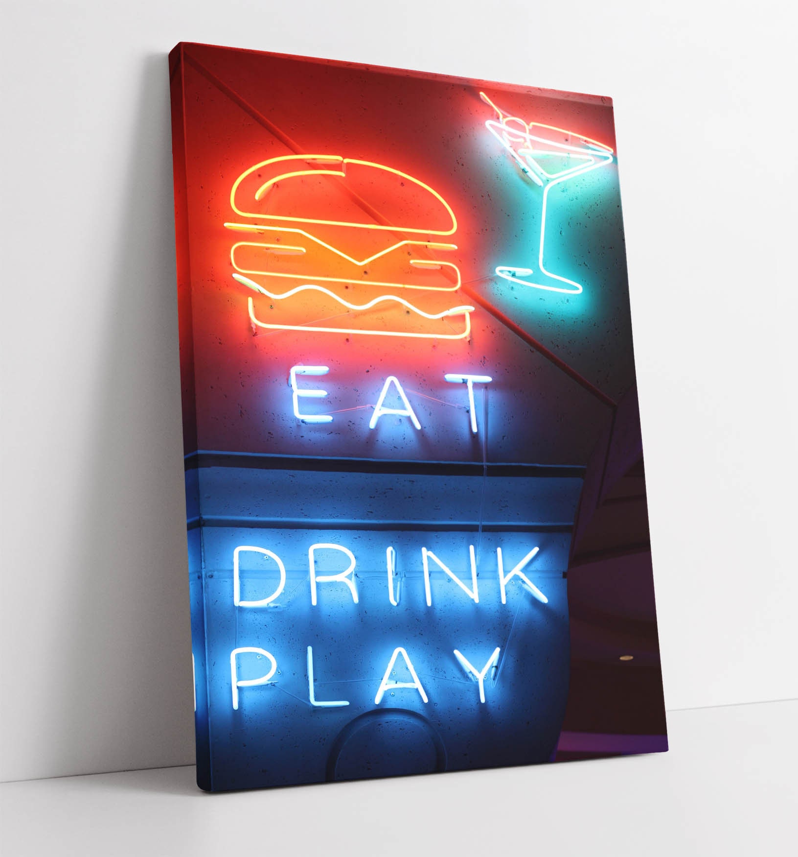 Eat Drink Play Sign Canvas Wall Art Print Artwork 30mm Deep Etsy