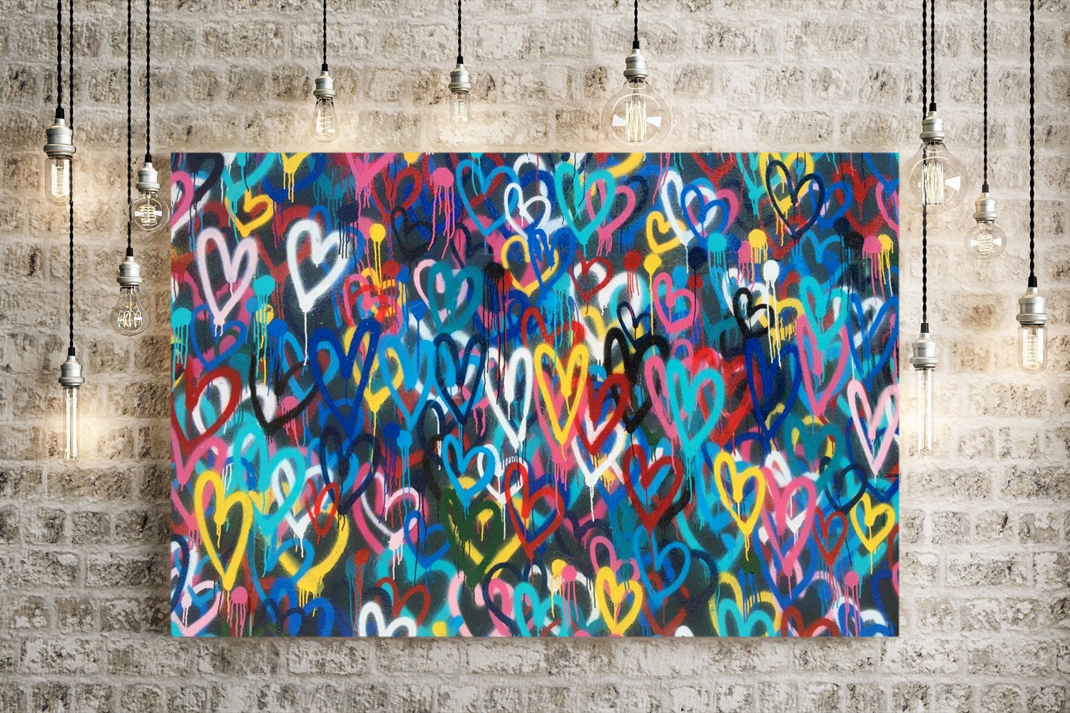 Love Wall Hearts Canvas Wall Art Print Banksy Graffiti Street Etsy