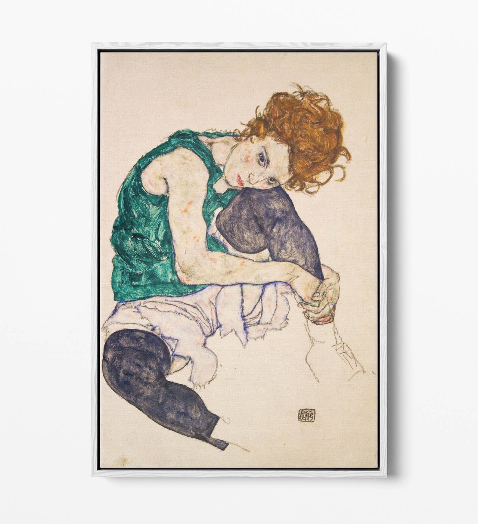 Egon Schiele Femme assise avec jambes deep frame float