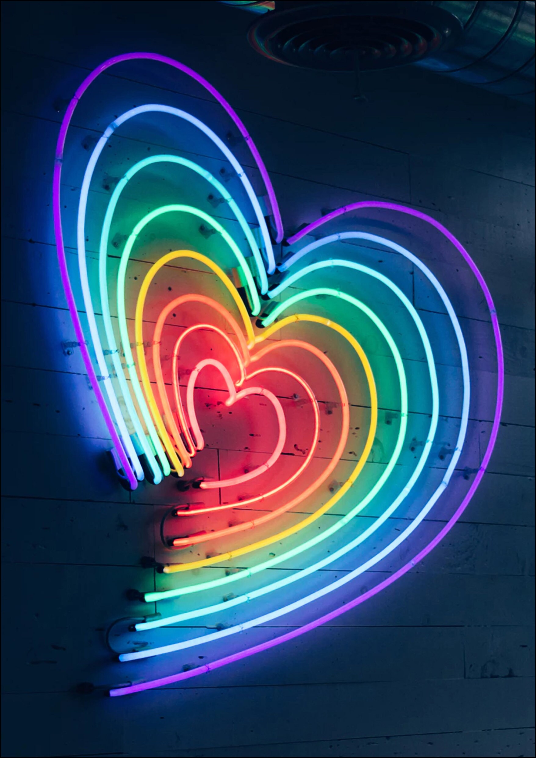 Neon Rainbow Heart Poster Framed Wall Art Print Picture Home | Etsy