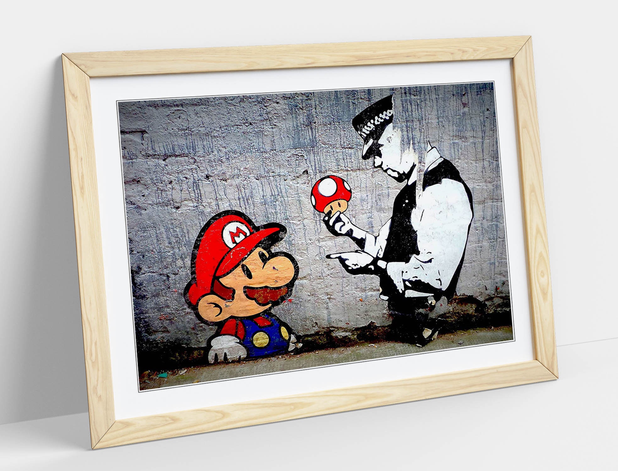 Banksy Mario and Cop Graffiti Street Artwork Framed Picture Etsy