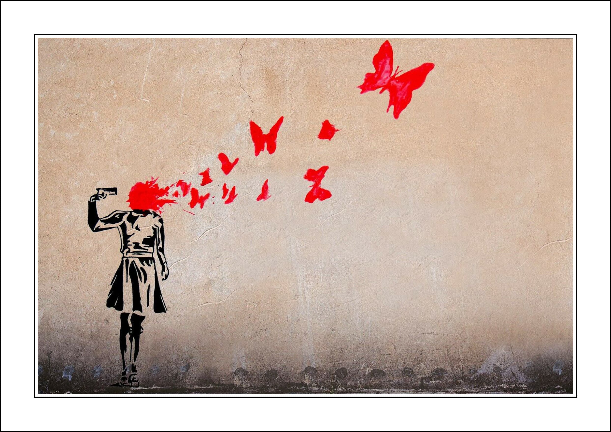Banksy Butterfly Poster Framed Wall Art Print Picture Home Etsy