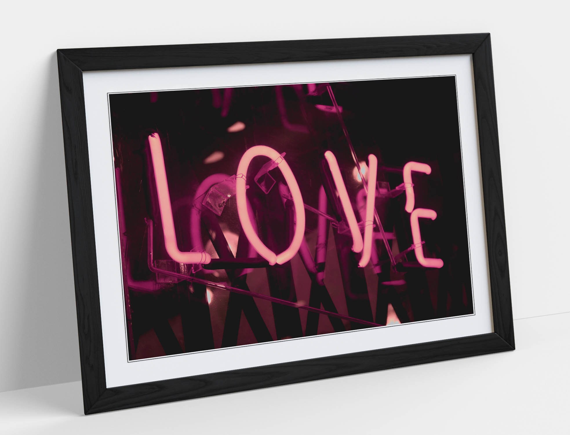 Love Neon Pink Sign Poster Framed Wall Art Print Picture Home Etsy