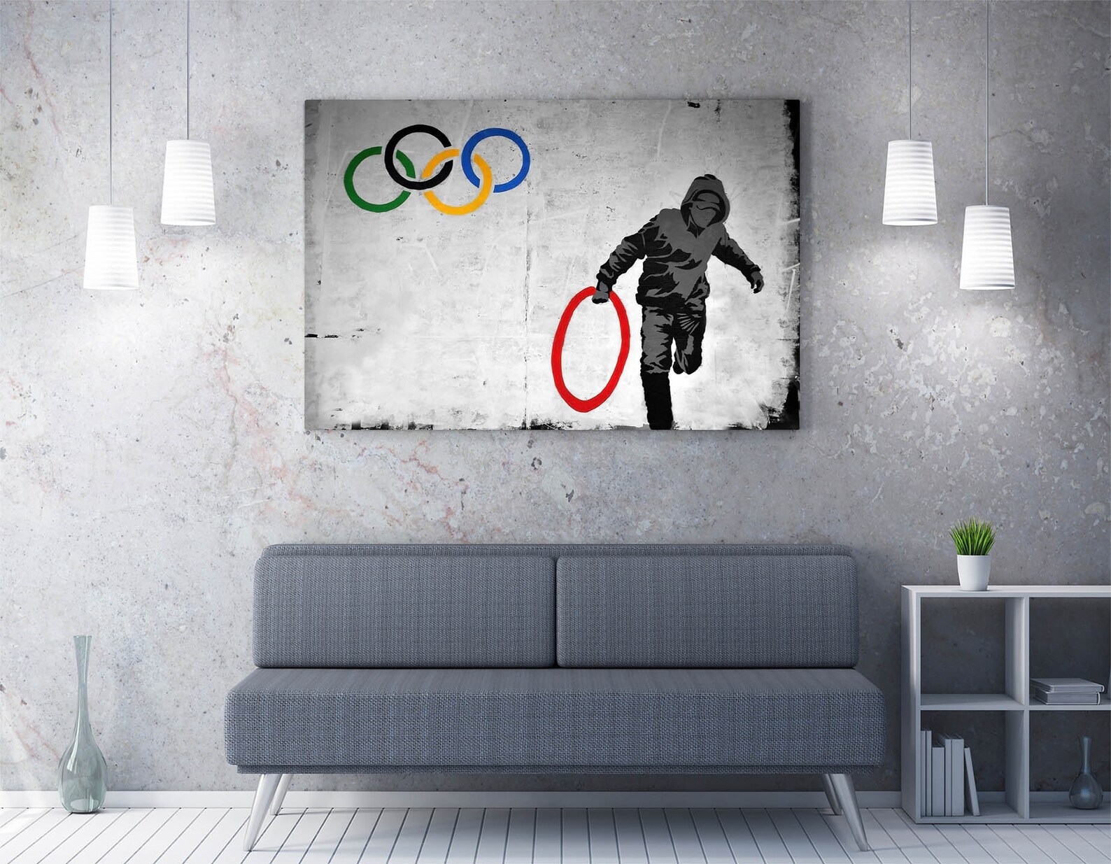 Banksy Olympic Rings Canvas Wall Art Print Graffiti Street Etsy
