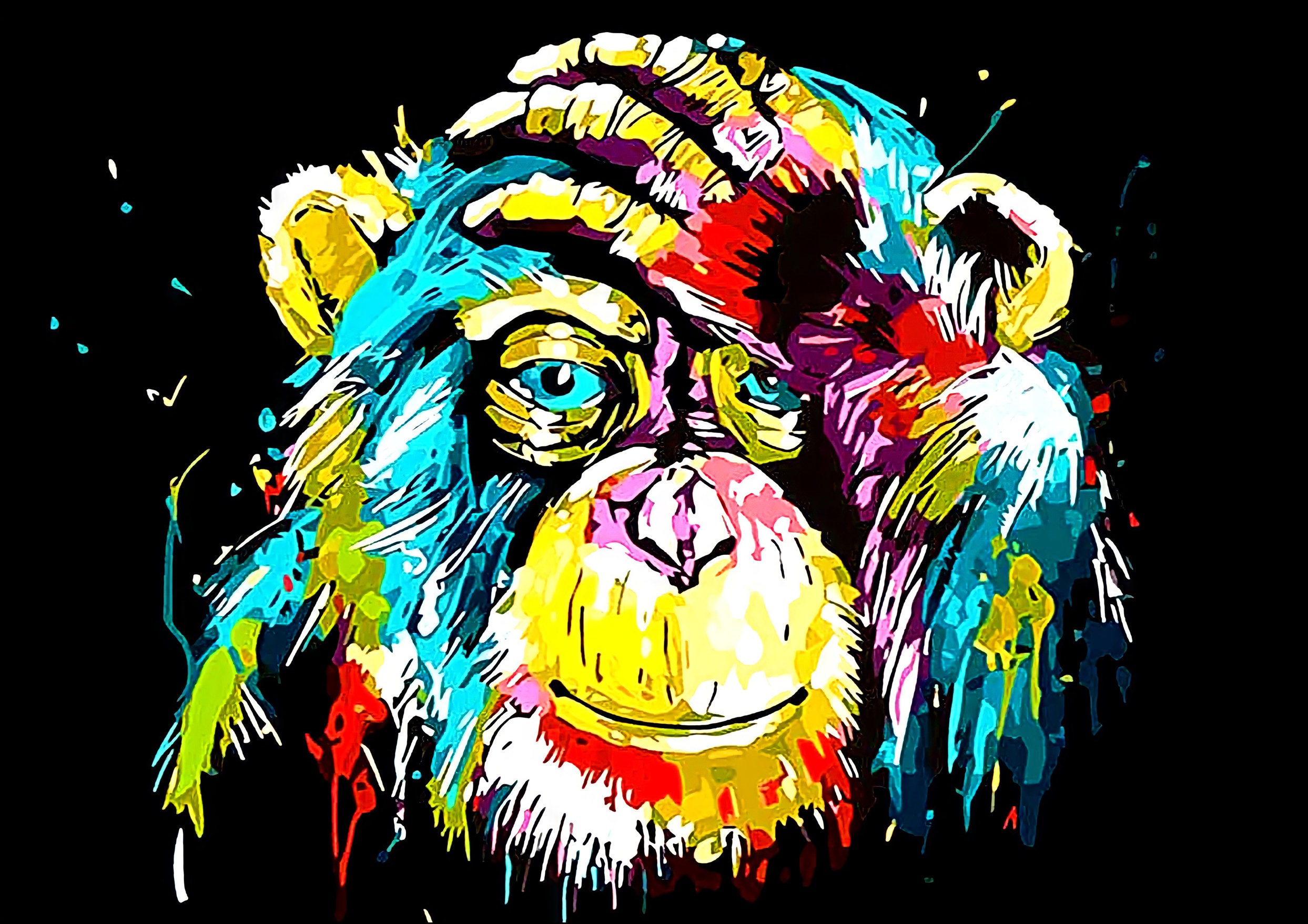 Rainbow Monkey Art Poster Framed Wall Art Print Picture Home Etsy