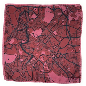 Pochette de costume en soie laminée à la main Carte de ROME | Foulard en forme de carte de Roma Italia