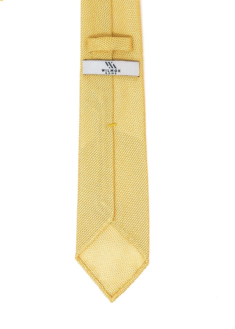 Grenadine Unlined Luxury Hand-rolled Italian Yellow Silk Tie image 3