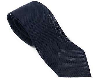 Grenadine Unlined Luxury Hand-rolled Italian Navy Blue Silk Tie
