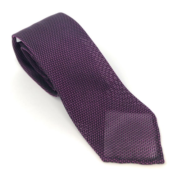 Grenadine Unlined Luxury Hand-rolled Italian Dark Purple Silk Tie