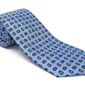 Italian Light Blue Micro Paisley Printed Tie