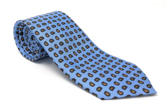 Italian Light Blue Micro Paisley Printed Tie