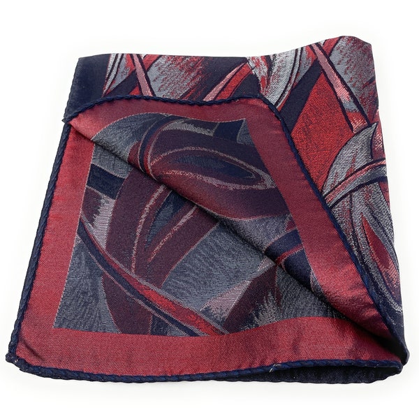 Red and Silver Paisley Silk Italian Pocket Square