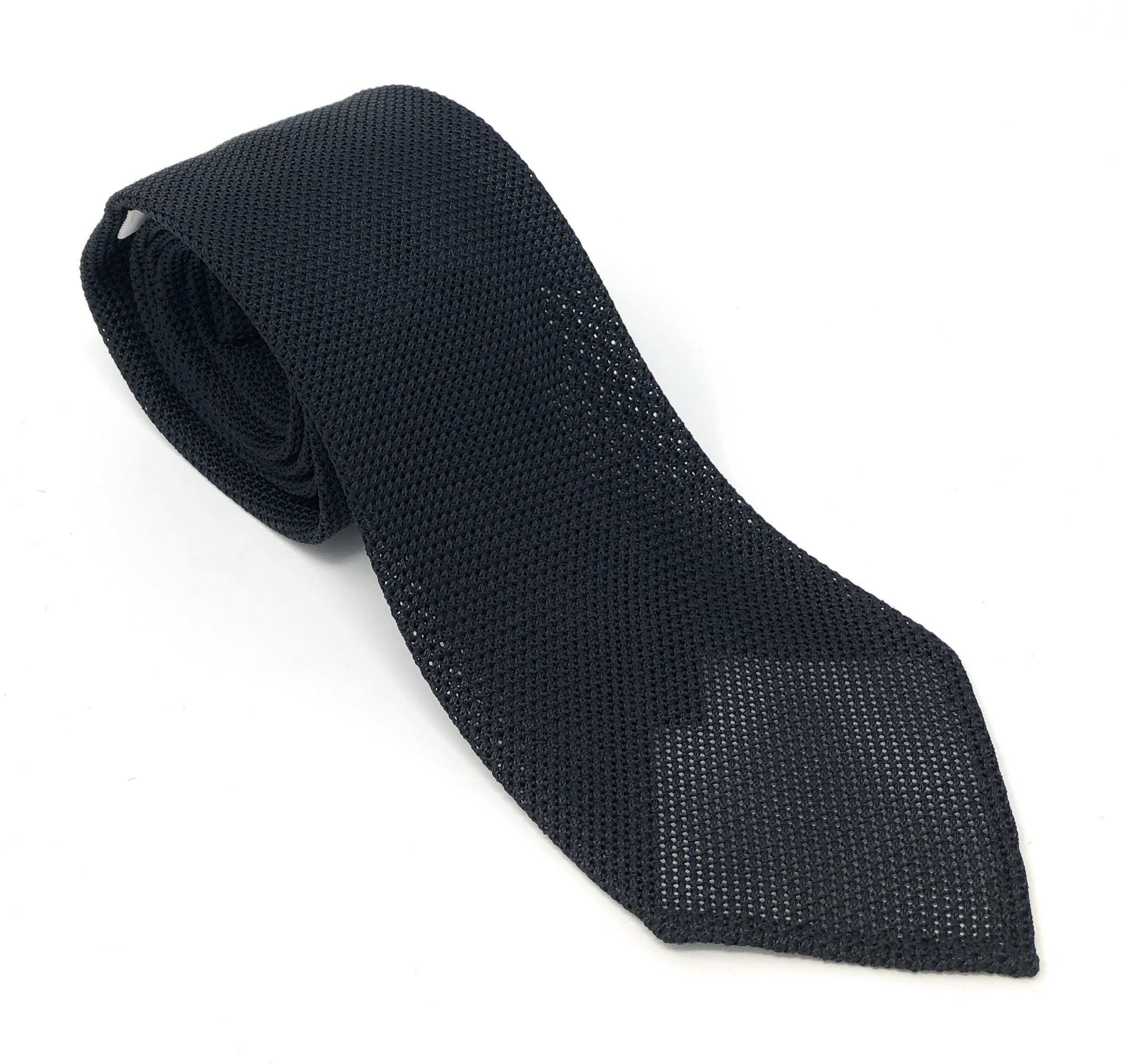 Handmade Italian Black Silk Grenadine Tie: Luxury Woven Accessory