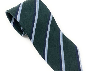 Wilmok Shantung Green Blue Mixed Striped Tie