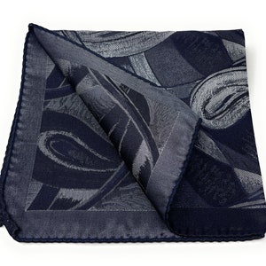 Black and Silver Paisley Silk Italian Pocket Square - Elegant Handcrafted Men&#39;s Accessory - Made in Italy