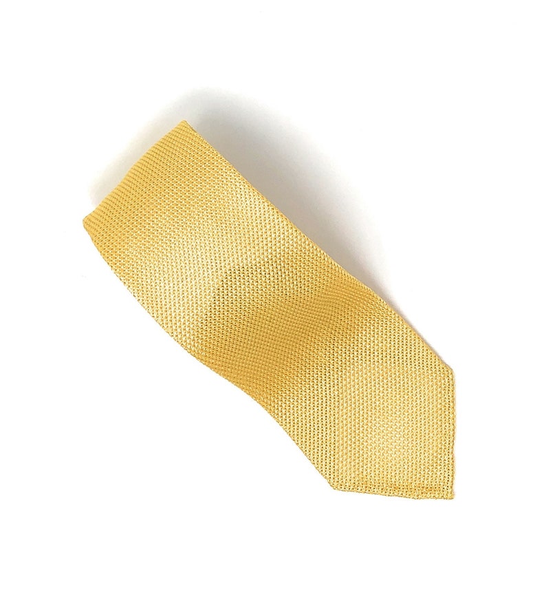 Grenadine Unlined Luxury Hand-rolled Italian Yellow Silk Tie image 2