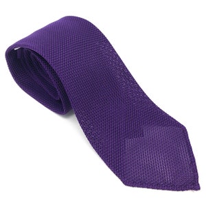 Grenadine Unlined Luxury Hand-rolled Italian Purple Silk Tie image 1