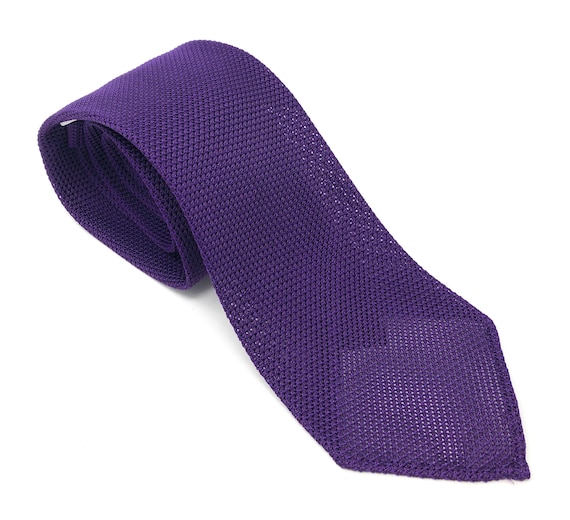 Grenadine Unlined Luxury Hand-rolled Italian Purple Silk Tie