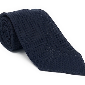 Grenadine Unlined Luxury Hand-rolled Italian Navy Blue Silk Tie