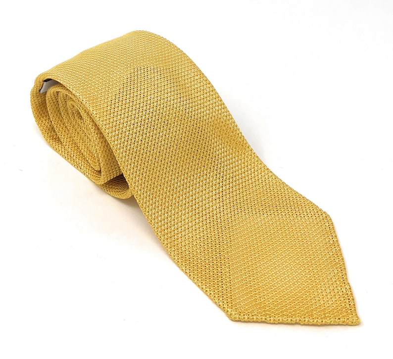 Grenadine Unlined Luxury Hand-rolled Italian Yellow Silk Tie image 1