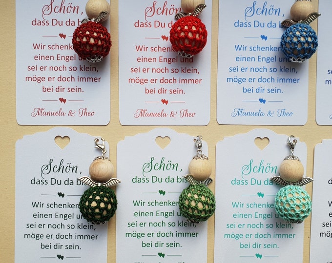 Angel Guardian Angel crocheted Gifts Wedding Baptism Communion Confirmation Nice that you are here Angel Pendant Keyring