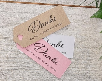 25 Geschenkanhänger Etiketten Danke Tags Gift Tags Taufe Hochzeit Kommunion Konfirmation Gastgeschenke Personalisiert