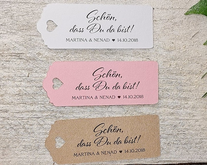 80 Gift Tags Labels Nice that you are here Tags Gift Tags Baptism Wedding Communion Confirmation Guest Gifts Personalized