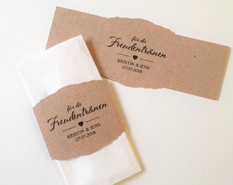 25 tears of joy banderole personalized color selection handkerchiefs baptism wedding communion confirmation guest gifts