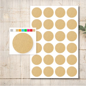 24 Kraftpapier Aufkleber Sticker Kreis Farbauswahl Hochzeit Taufe Kommunion Konfirmation