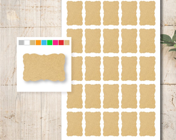 25 Kraft Paper Stickers Color Selection