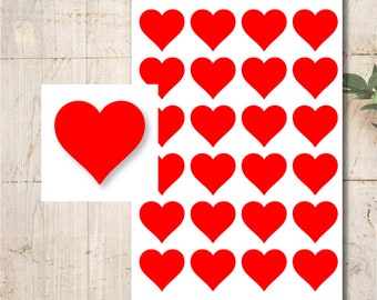 24 Heart Stickers Color Selection Silver Gold Christmas