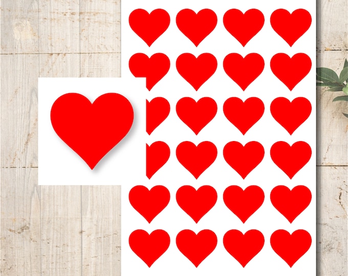 24 Heart Stickers Color Selection Silver Gold Christmas