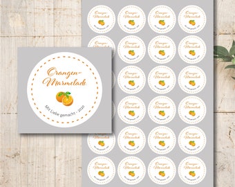 24 Sticker Labels Sticker Jam Orange Jam