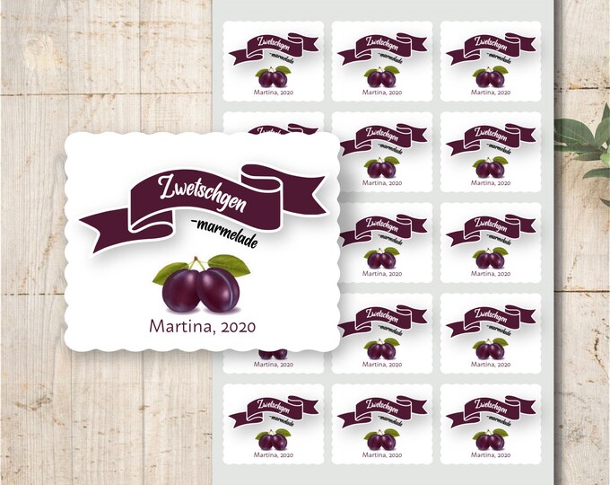 15 Stickers Labels Stickers Personalized Plum Jam