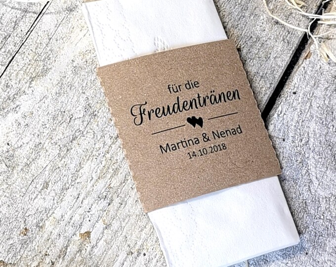 25 banderole tears of joy personalized kraft paper handkerchiefs baptism wedding communion confirmation guest gifts