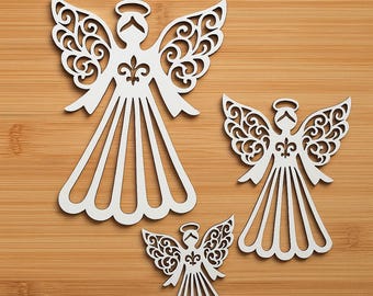Wooden angel – Christmas decoration made of wood – various sizes – 3 mm wood – laser cut – angel pendant – natural decoration