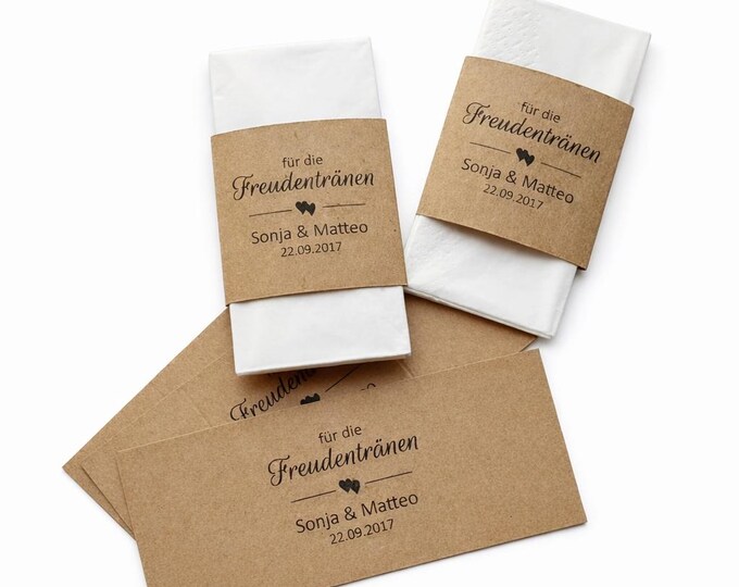 Personalisierte Taschentuchhüllen Hochzeit | Minimalistische Freudentränen Umschläge | Hochzeit Accessoires |Handgemacht