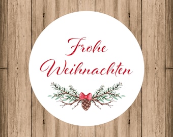 24 Sticker Aufkleber Etiketten Frohe Weihnachten