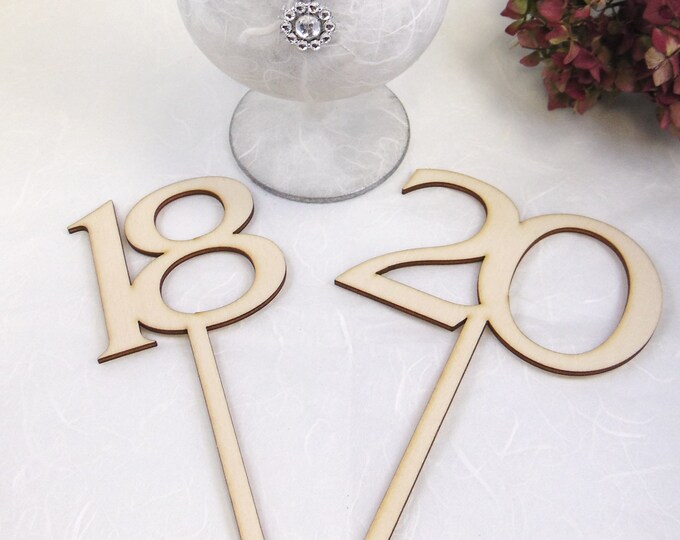 Caketopper Numbers Cake Topper, Cake Topper, Cake Topper, Natural, Laser Cut Wood